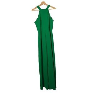 Boutique Eesome Shamrock Green Scallop Neck Wide Leg Jumpsuit S